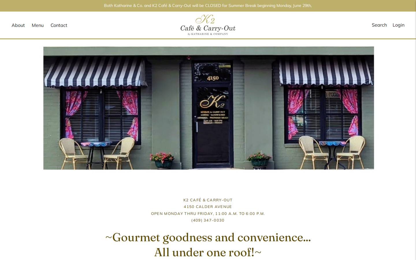 k2cafecarryout.com homepage screenshot