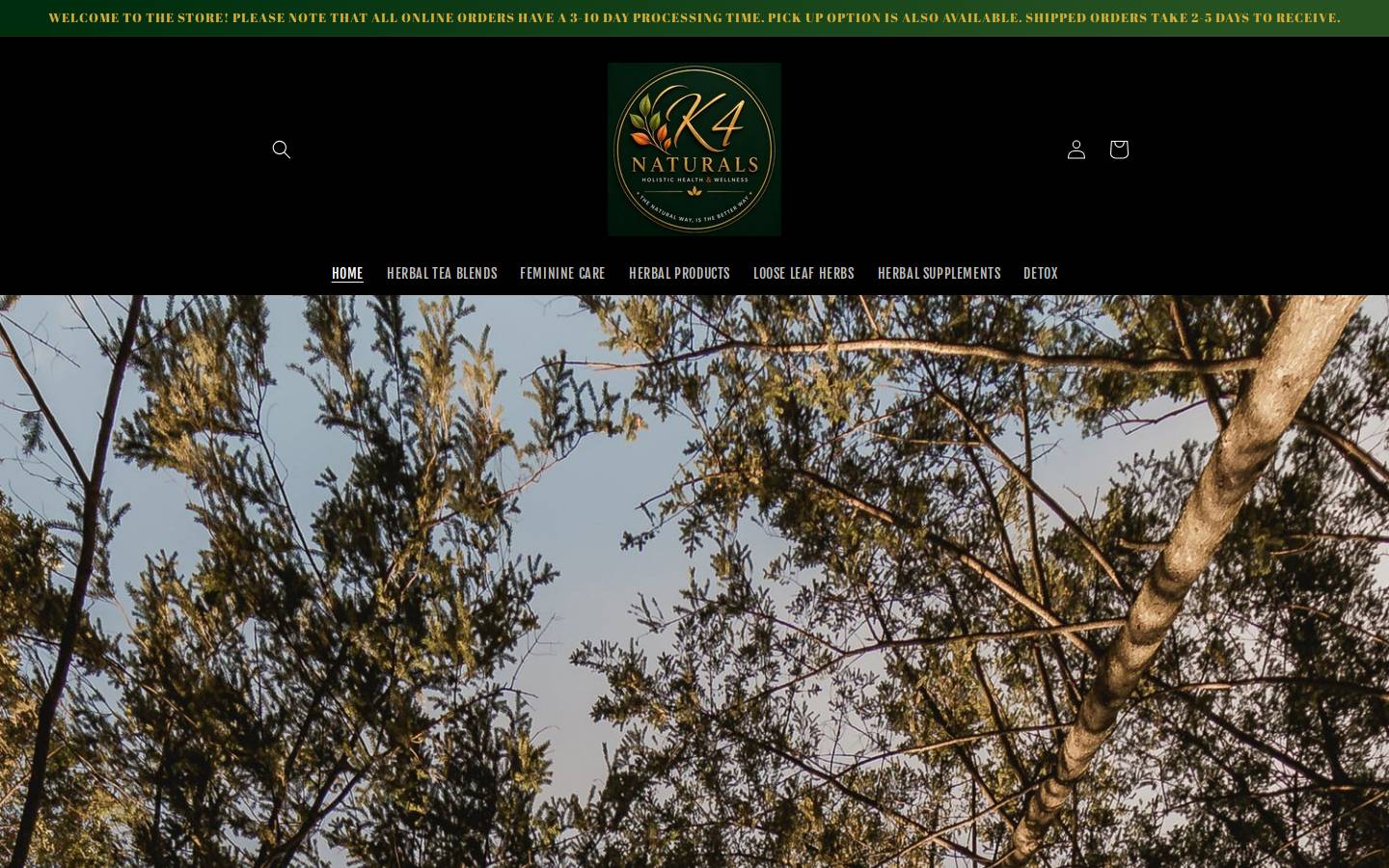 k4naturalhealing.com homepage screenshot