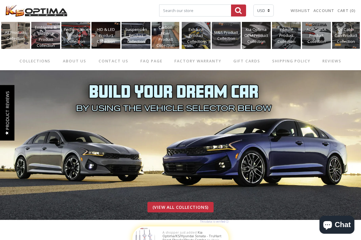 K5 Optima Store homepage screenshot