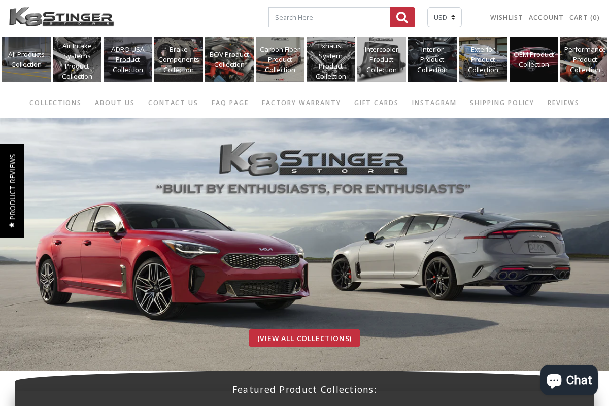 K8 Stinger Store homepage screenshot