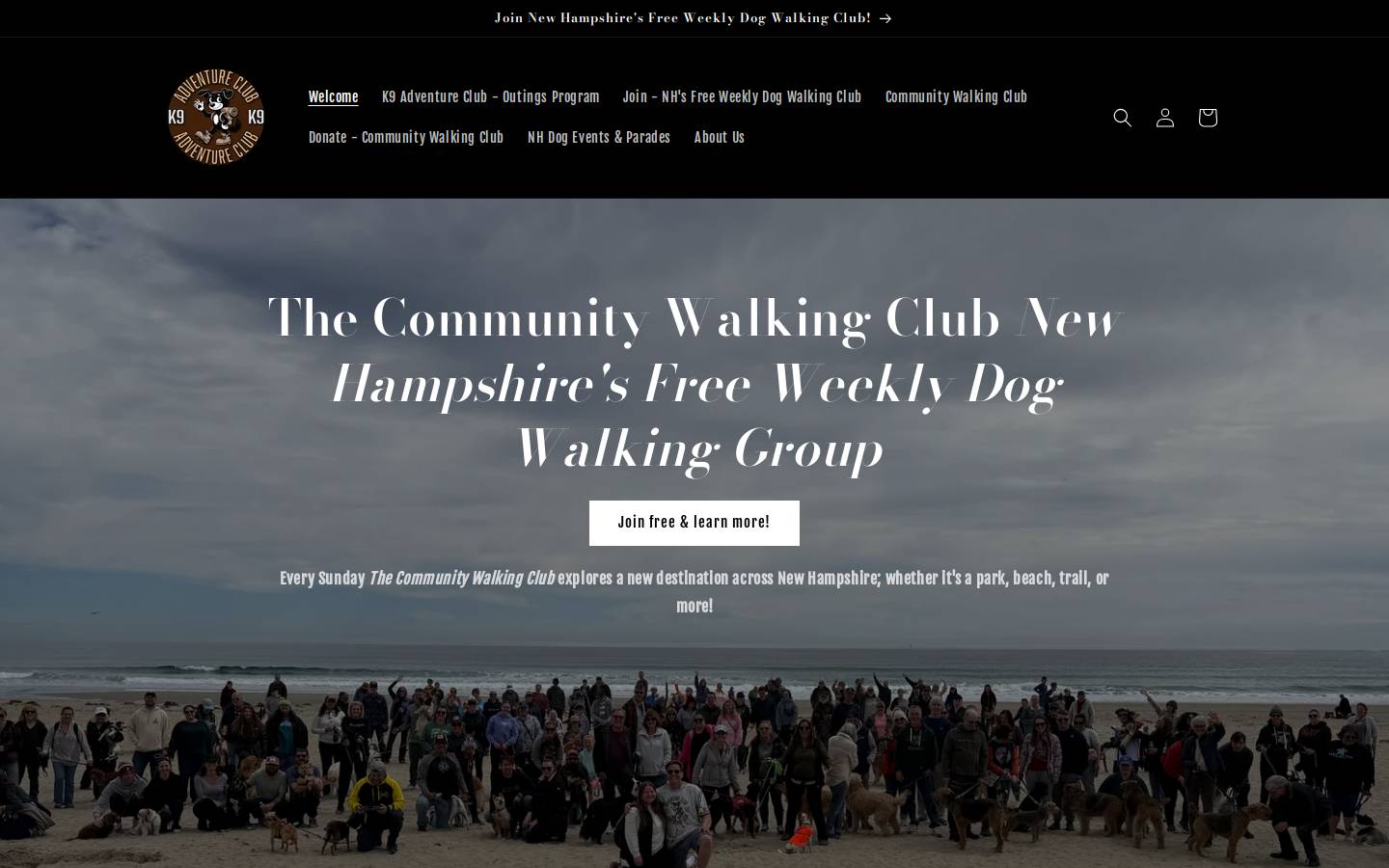 k9adventureclub.org homepage screenshot