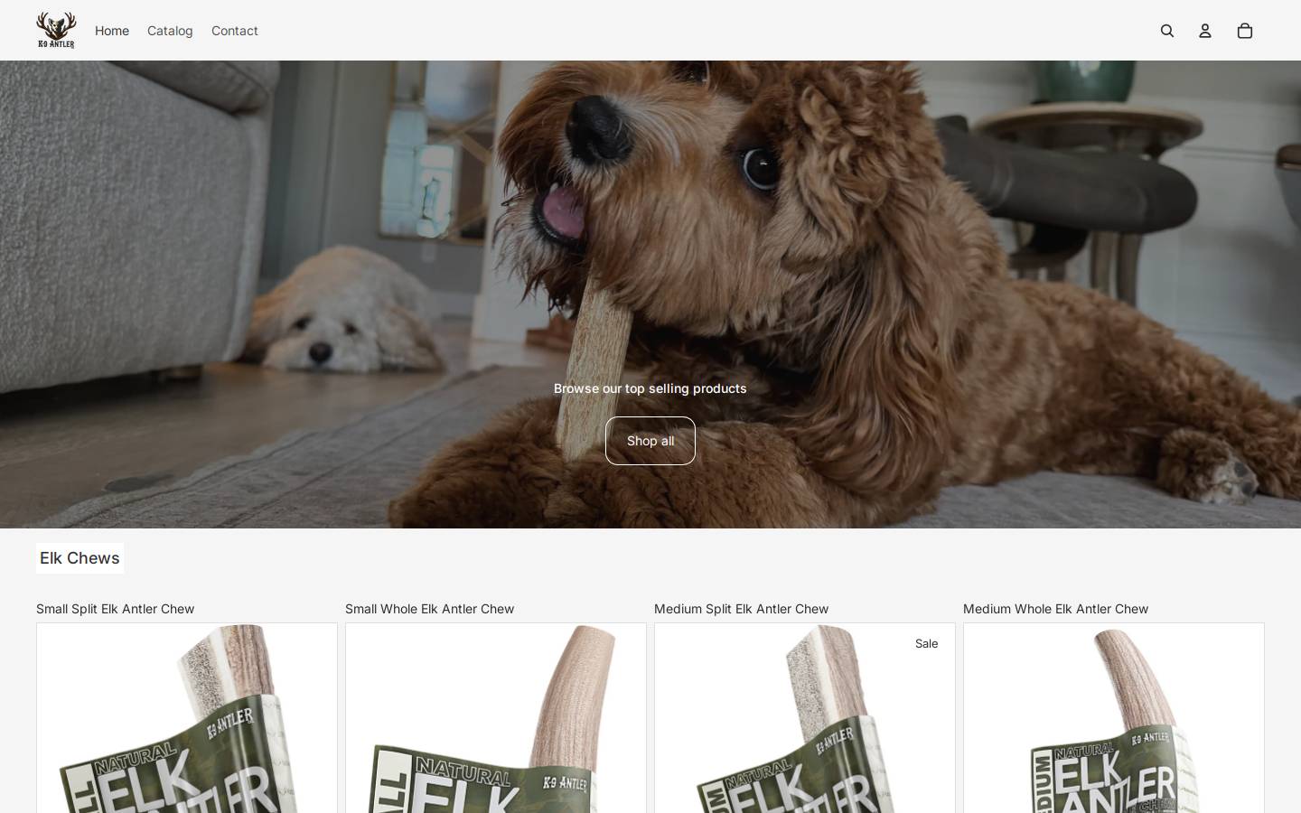 k9antler.com homepage screenshot
