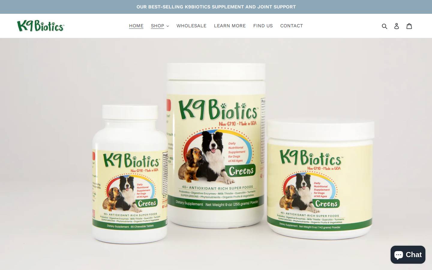 k9biotics.com homepage screenshot