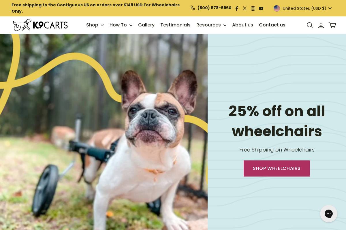 K9 Cart Company homepage screenshot