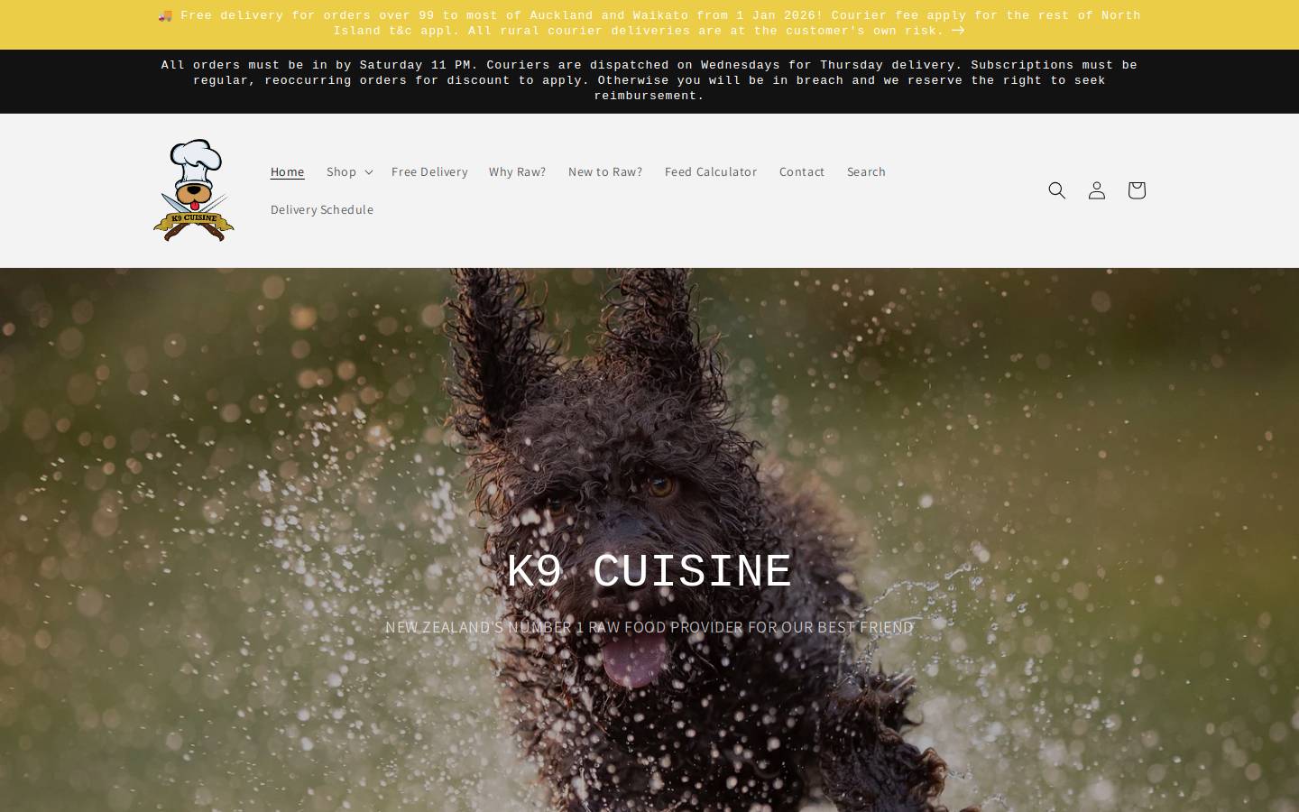 k9cuisine.co.nz homepage screenshot