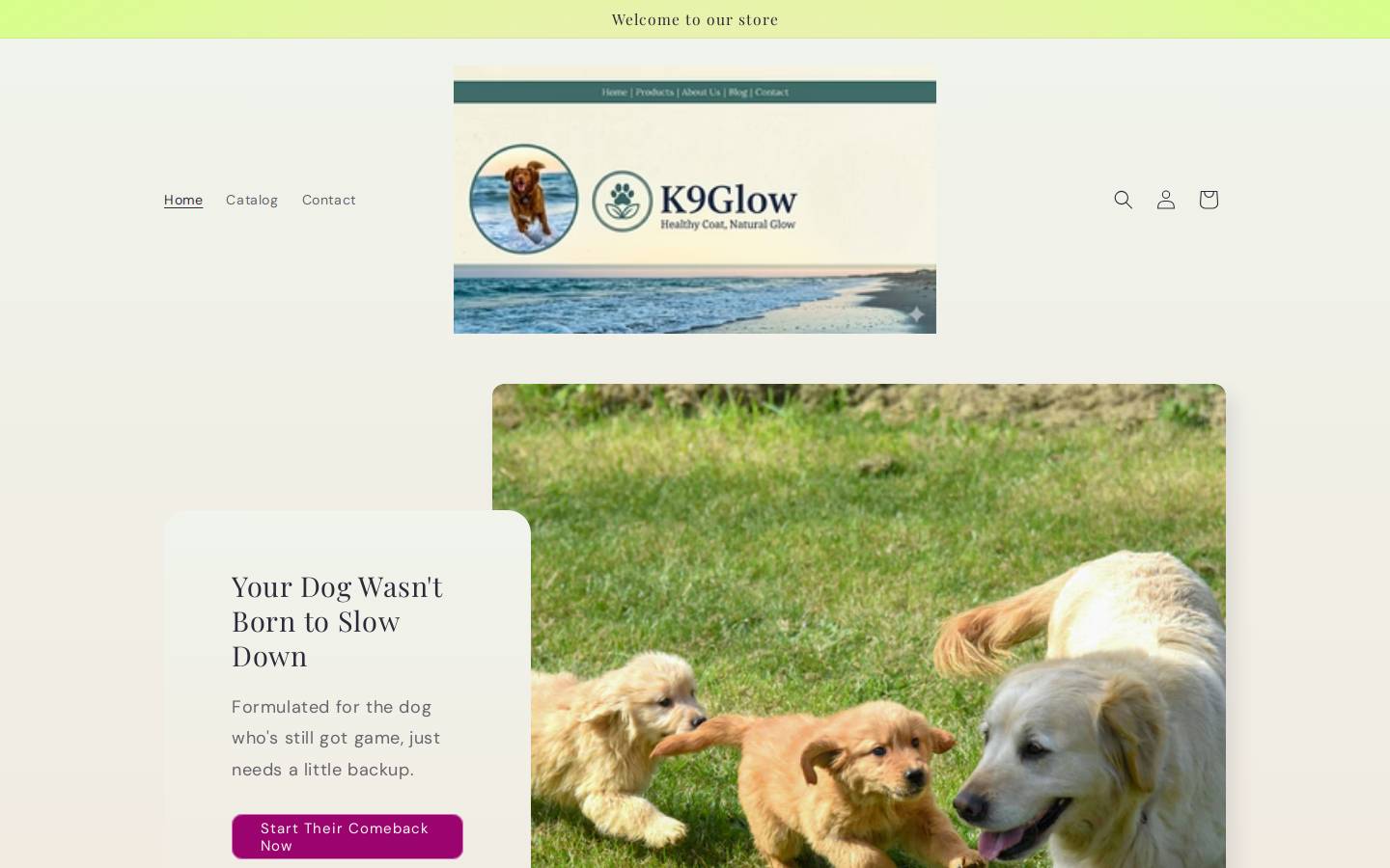 k9glow.store homepage screenshot