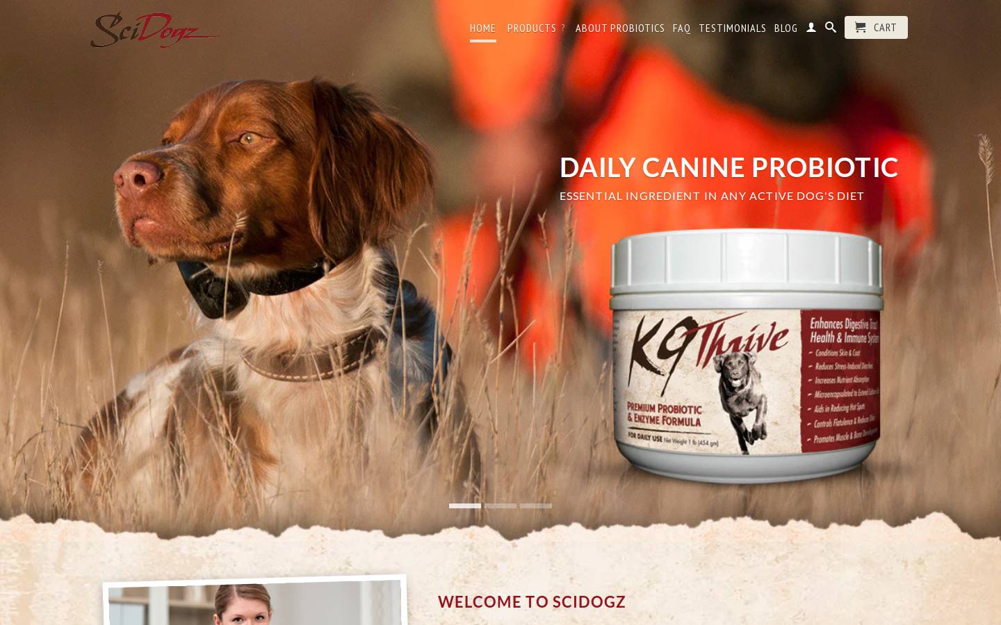 k9thrive.com homepage screenshot