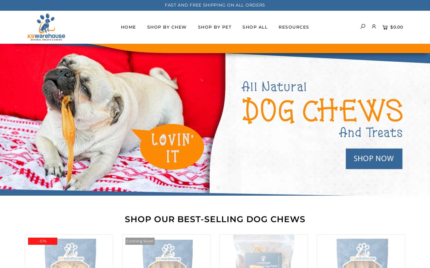 k9warehouse homepage screenshot