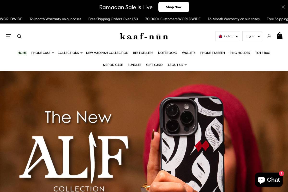 Kaaf Nun homepage screenshot
