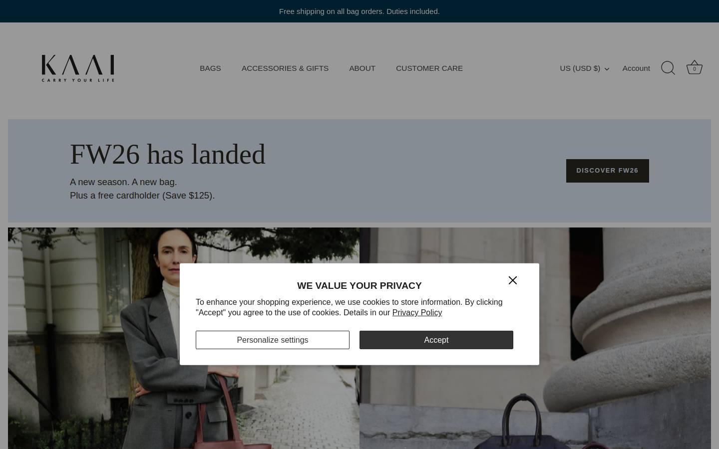 kaaibags.com homepage screenshot