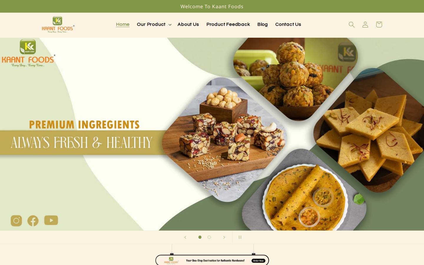 kaantfoods.com homepage screenshot