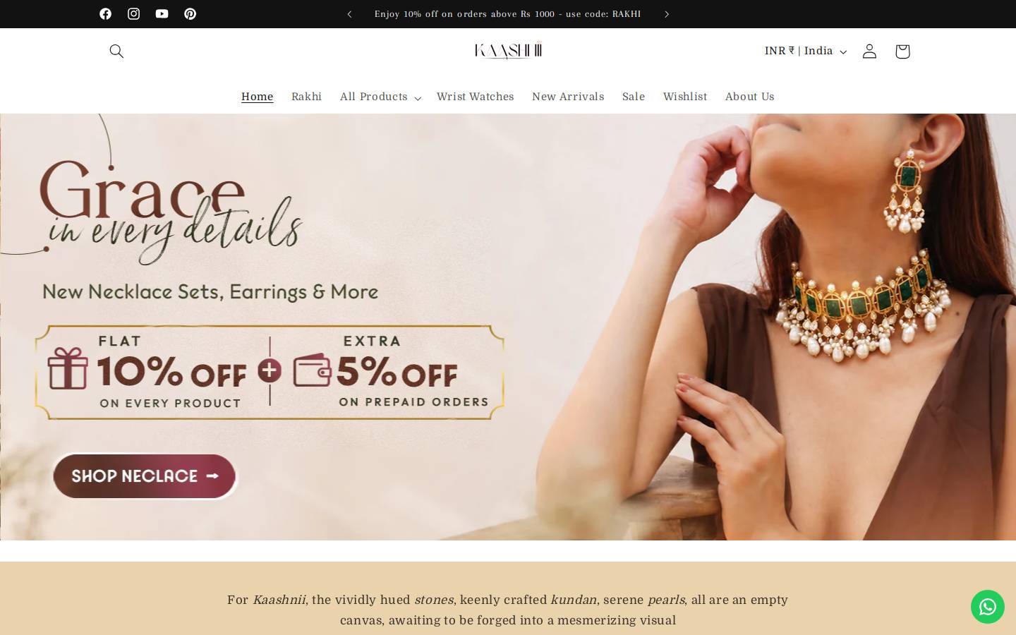 kaashnii.com homepage screenshot