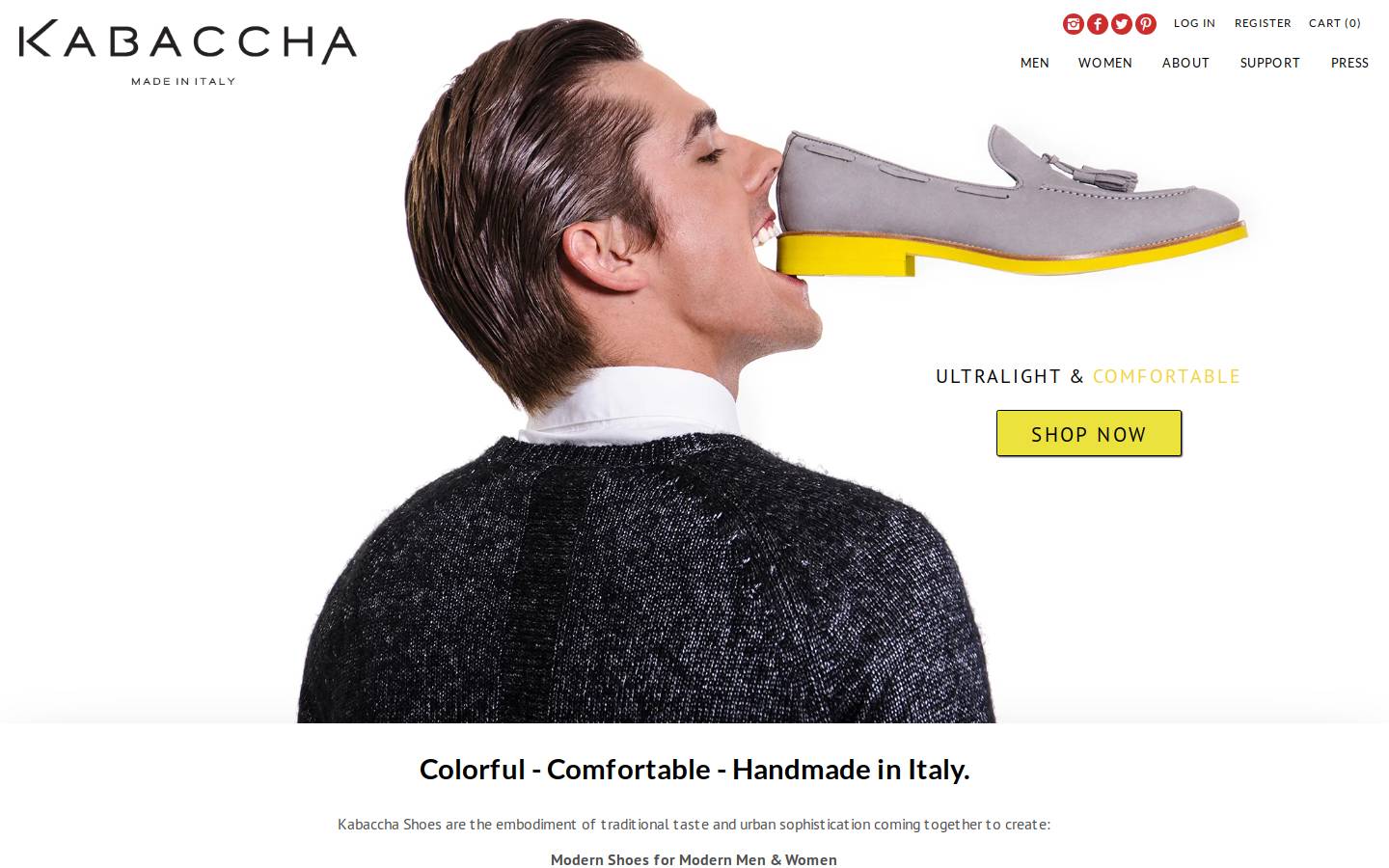 kabacchashoes.com homepage screenshot