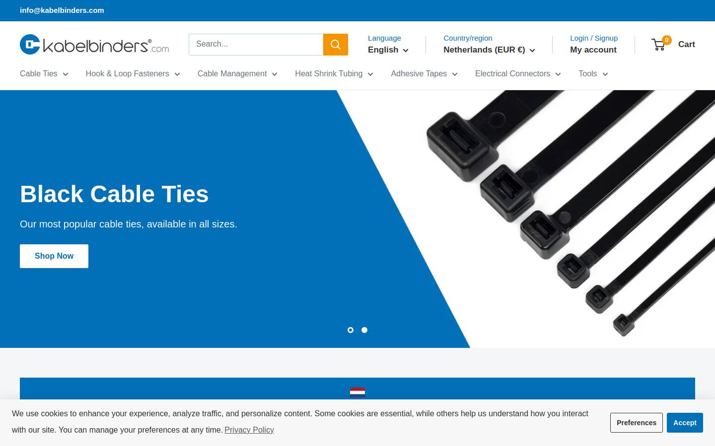 kabelbinders.com homepage screenshot