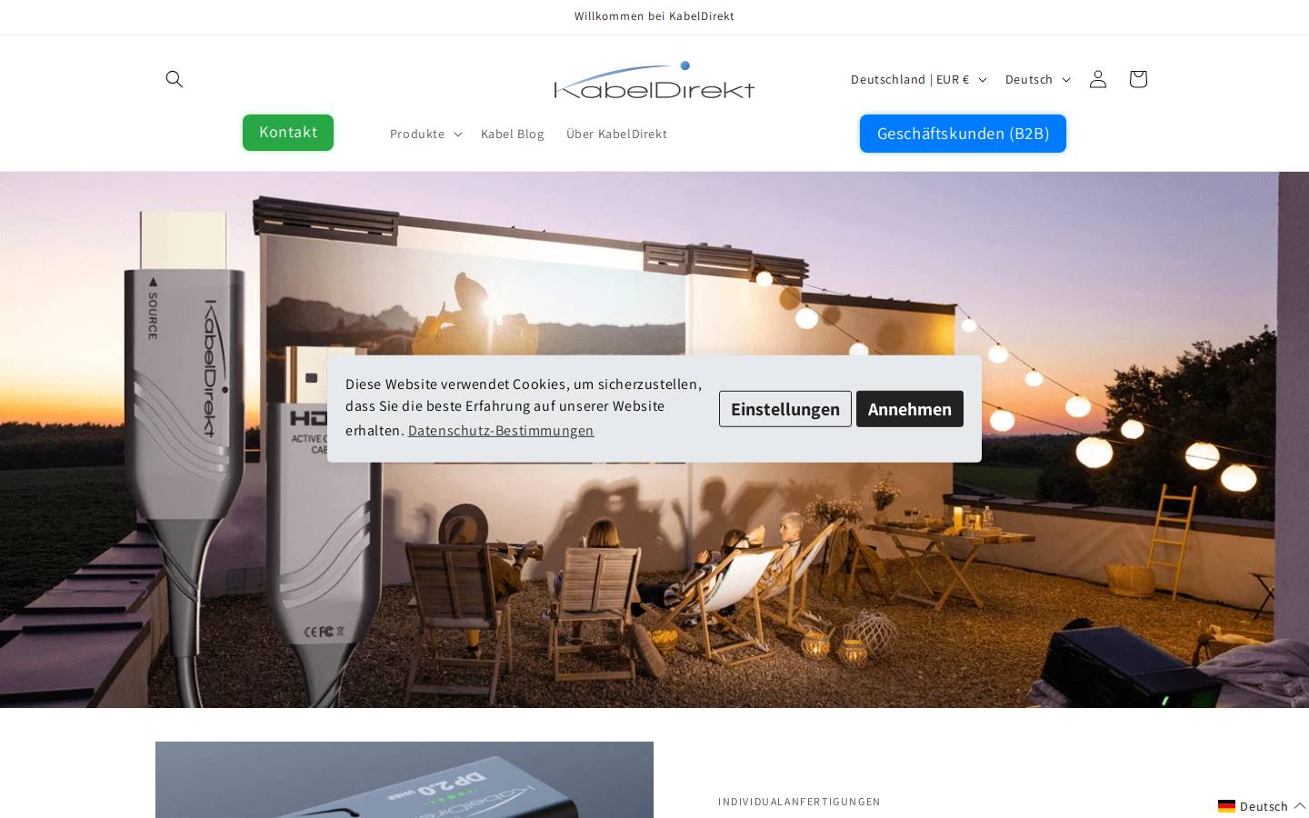 Kabeldirekt Store homepage screenshot
