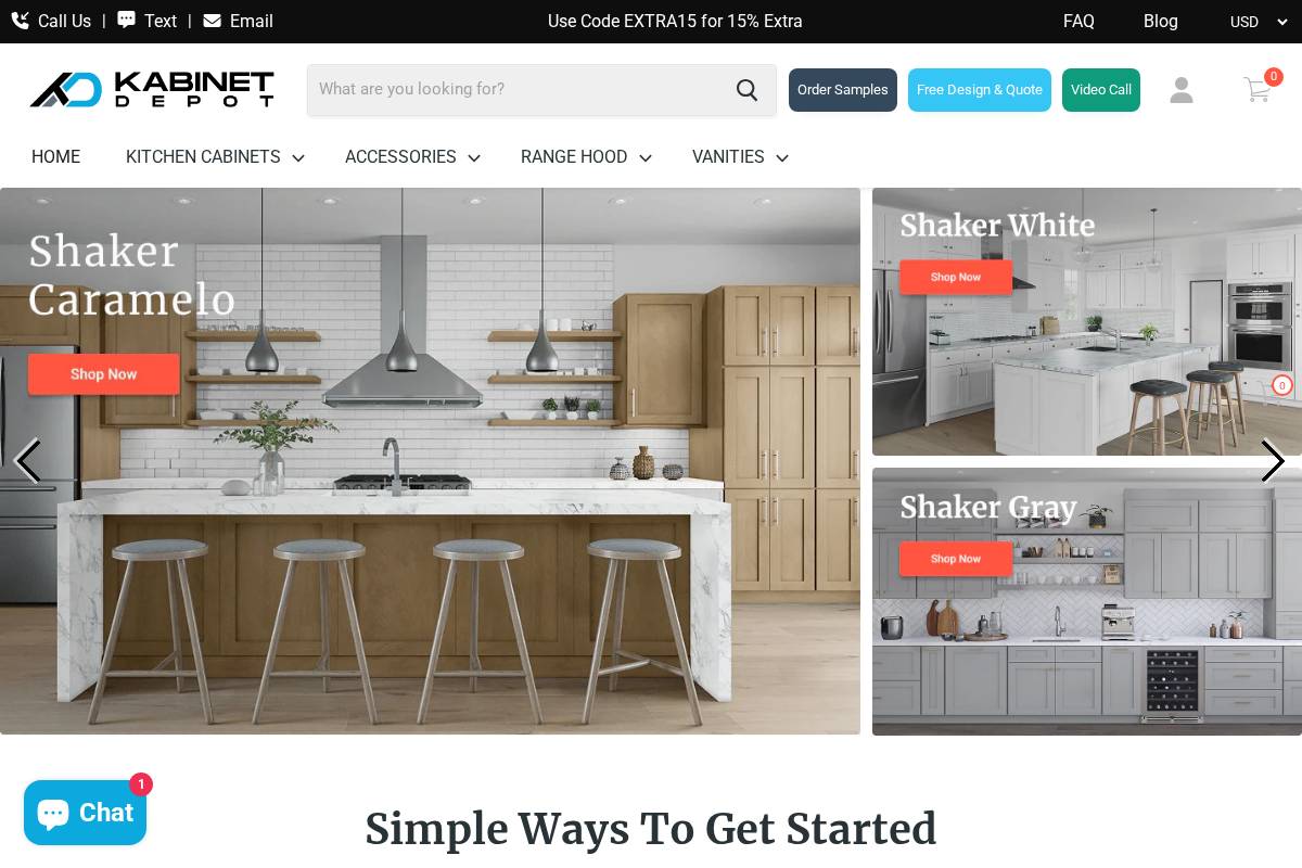 kabinetdepot.com homepage screenshot
