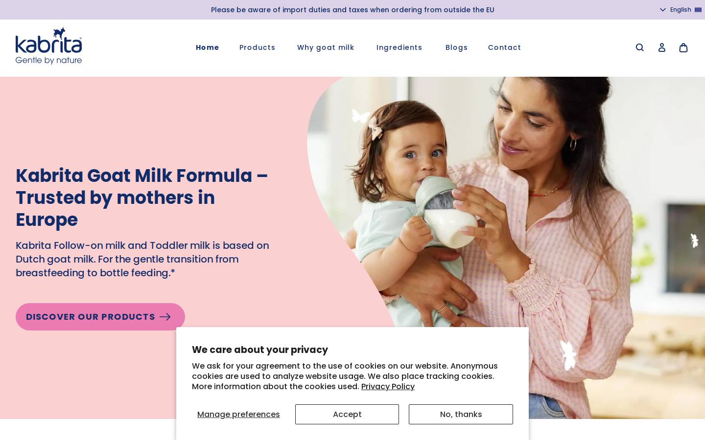 kabrita.com homepage screenshot