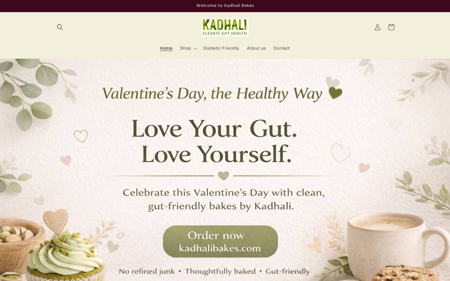 kadhalibakes.com homepage screenshot