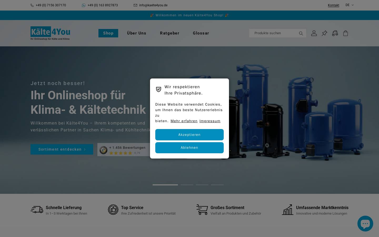 Kaelte4you homepage screenshot