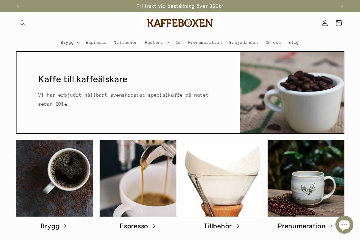 Kaffeboxen homepage screenshot