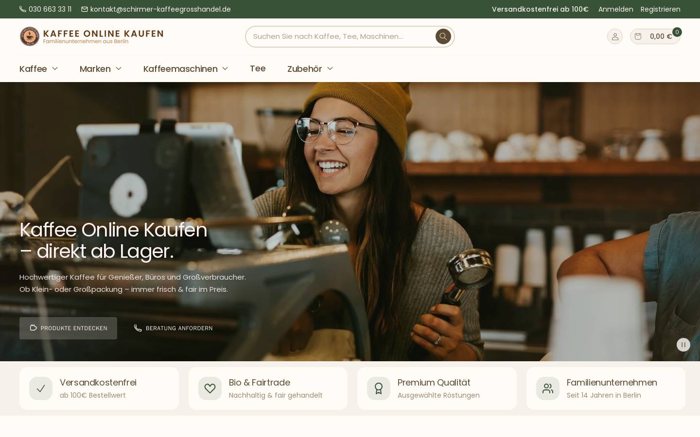 kaffee-online-kaufen.com homepage screenshot