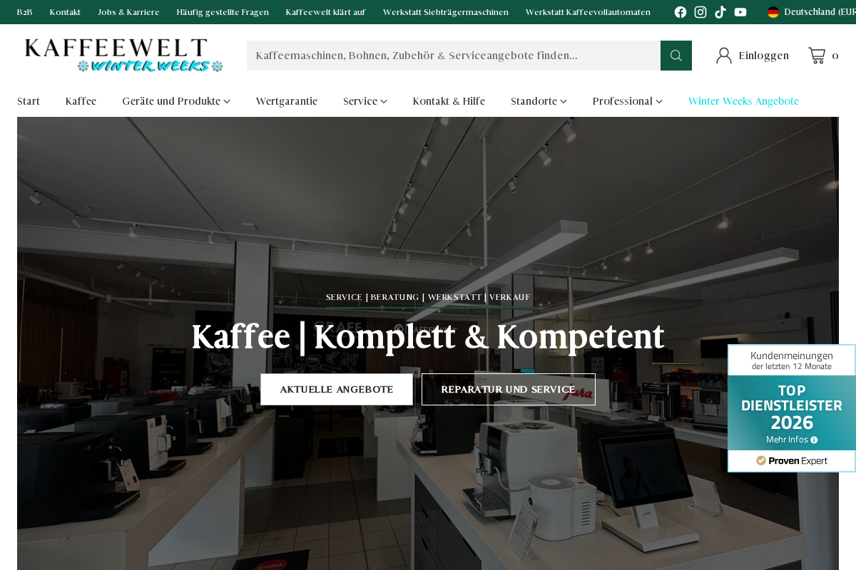 Kaffeeweltdeutschland homepage screenshot
