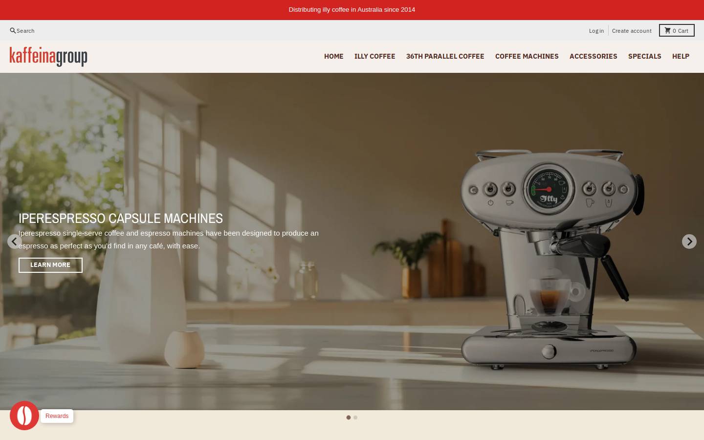 kaffeinagroup.com.au homepage screenshot