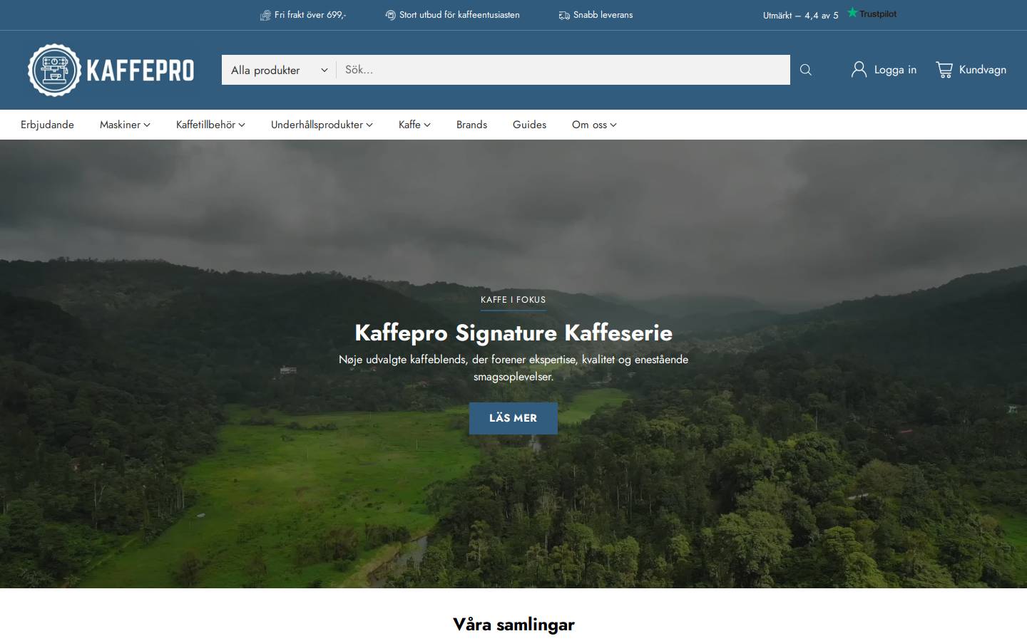 Kaffepro homepage screenshot
