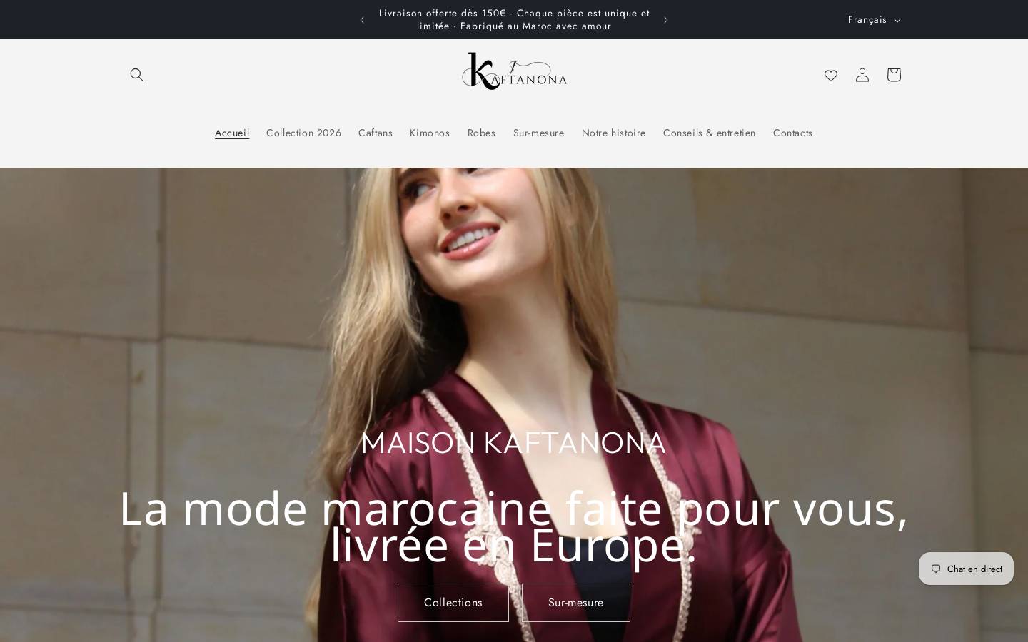 kaftanona.com homepage screenshot