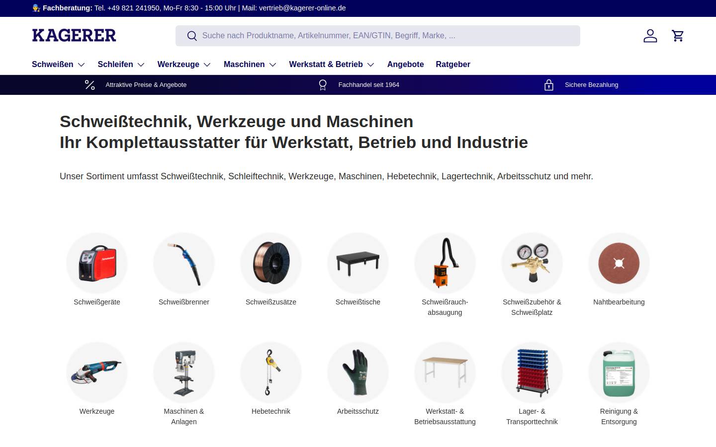 Kagerer Shop homepage screenshot