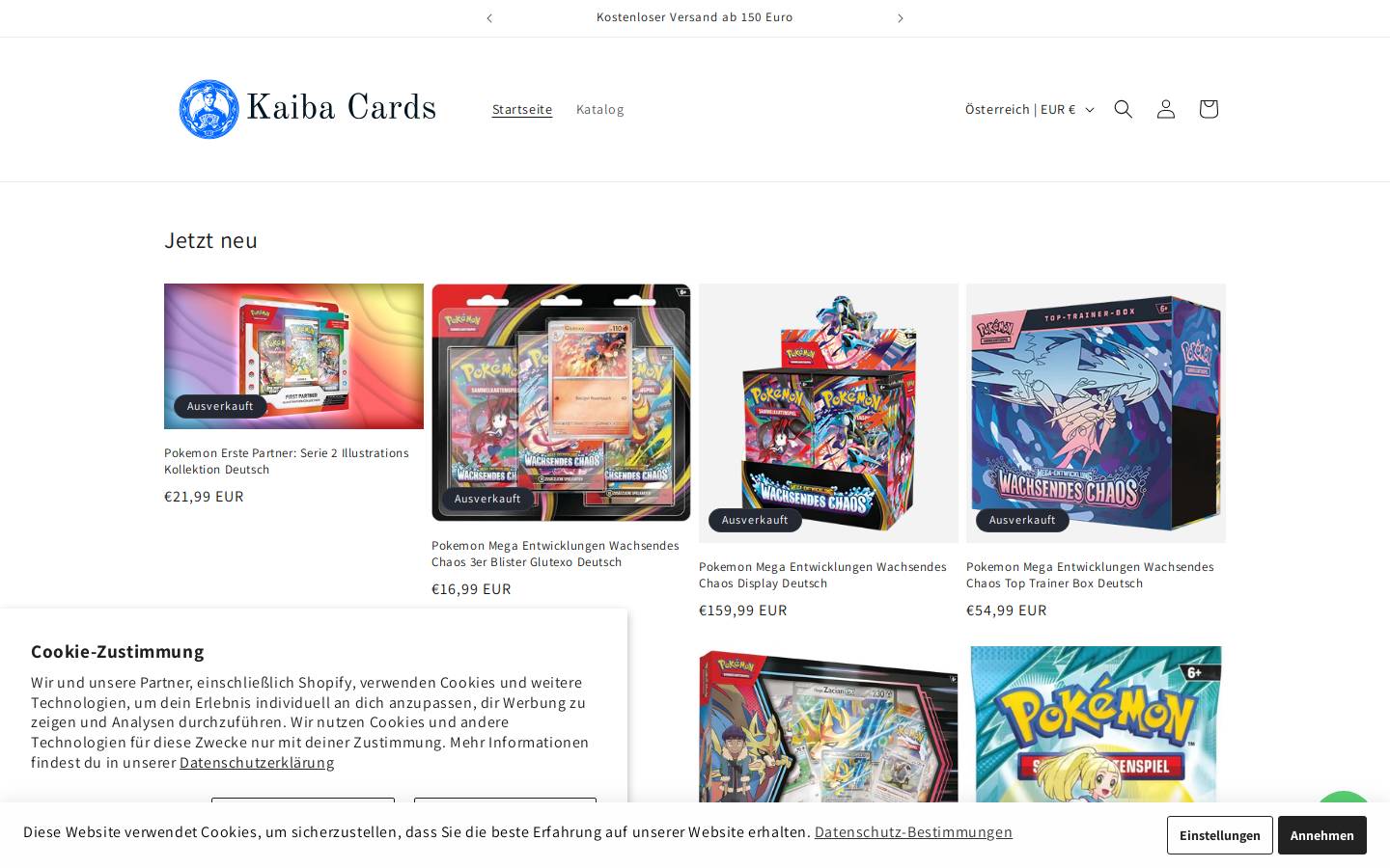 Kaibacards homepage screenshot