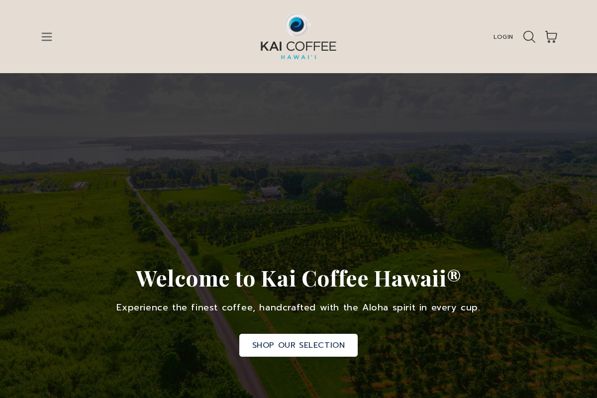 Kai Coffee Hawaii homepage screenshot