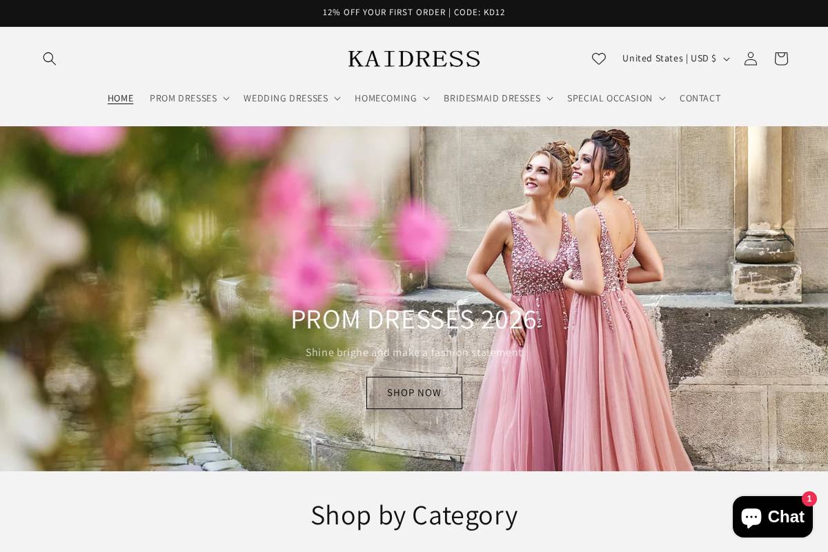 kaidress.com homepage screenshot