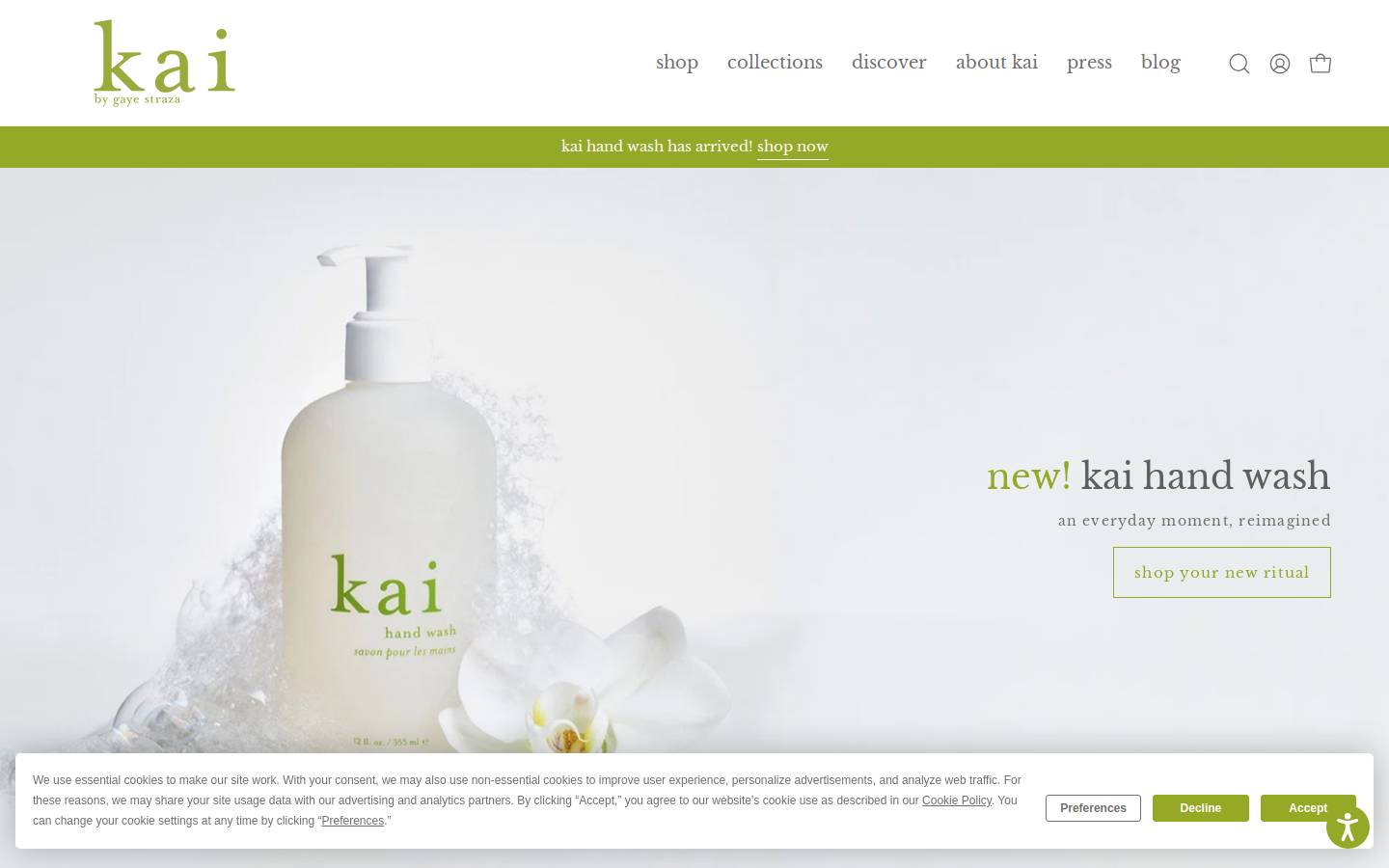 Welcome to Kai Fragrance homepage screenshot