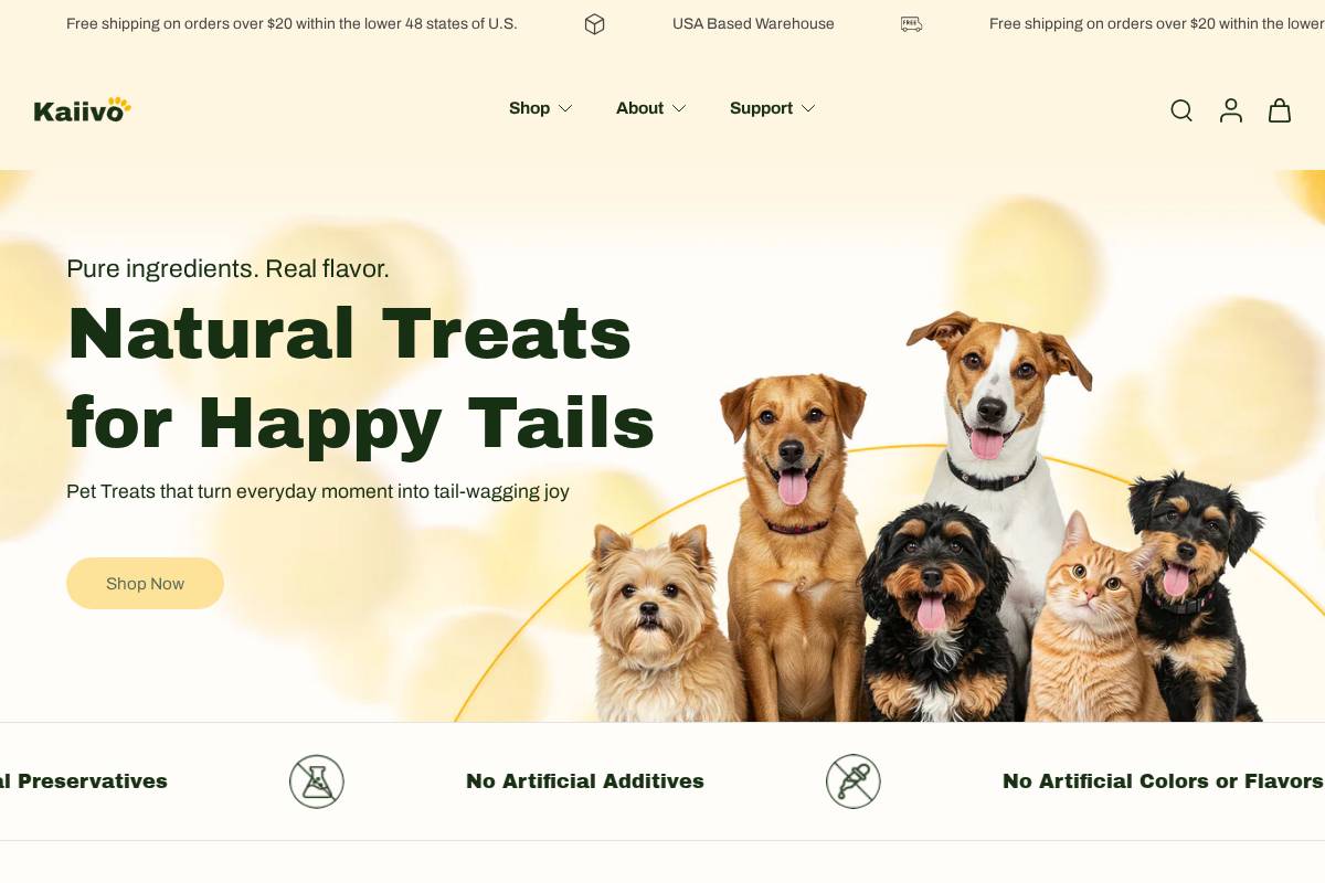 kaiivopets.com homepage screenshot