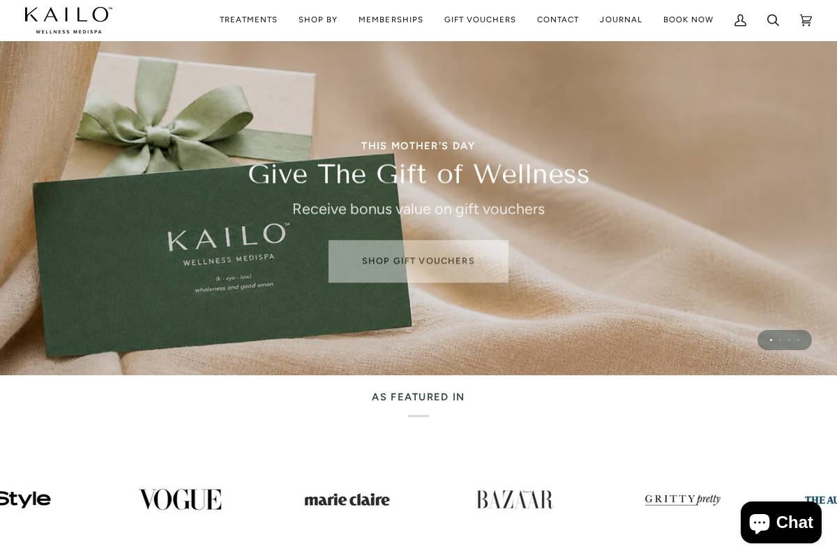 kailomedispa.com homepage screenshot