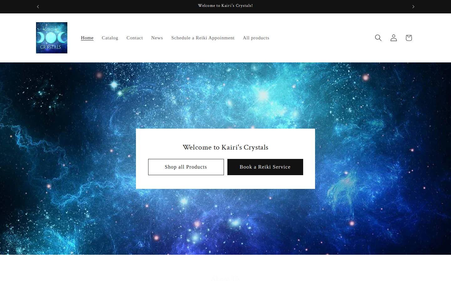 kairiscrystals.com homepage screenshot