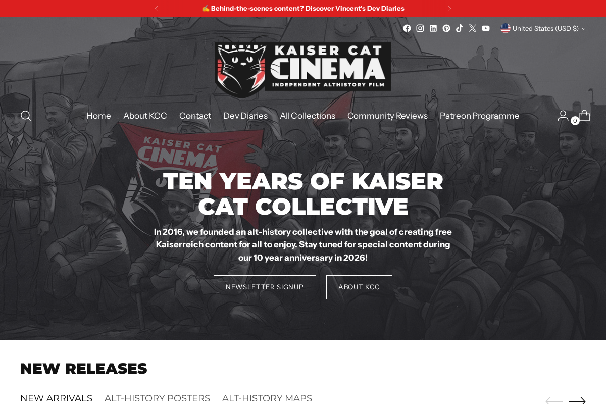 Kaiser Cat Cinema homepage screenshot