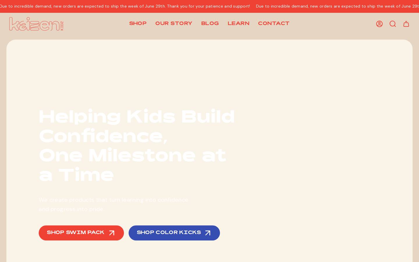 kaizenkidz.com homepage screenshot
