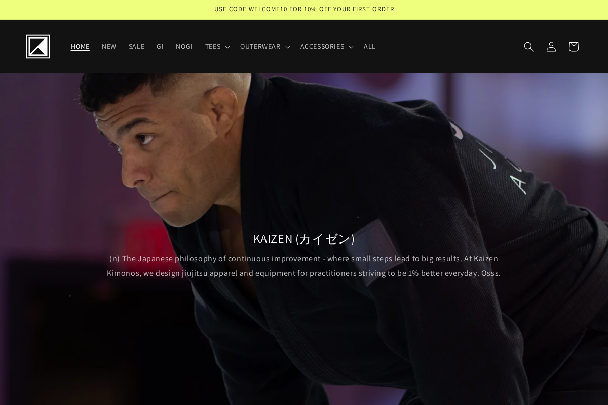 Kaizen Kimonos homepage screenshot