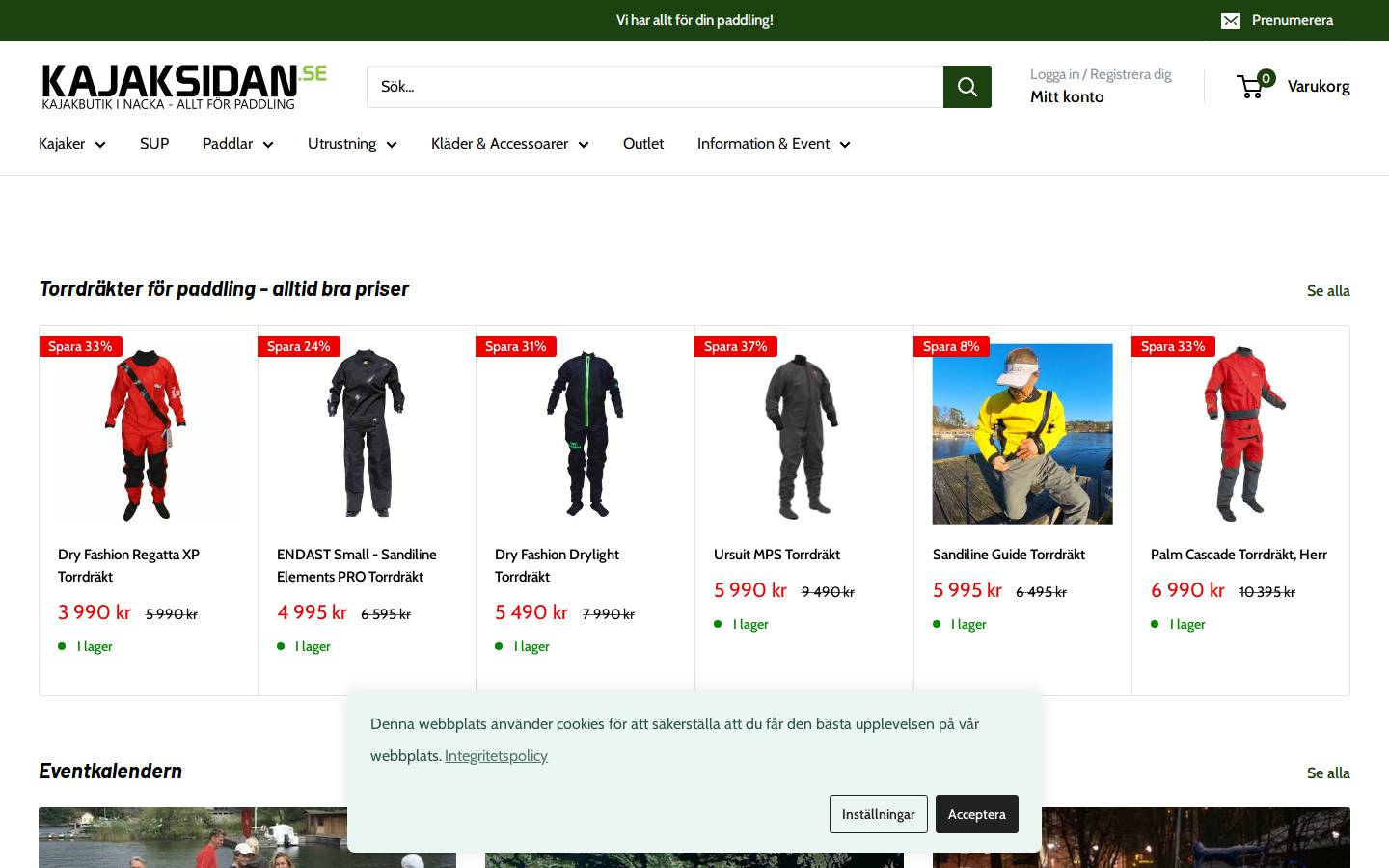 Kajaksidan homepage screenshot