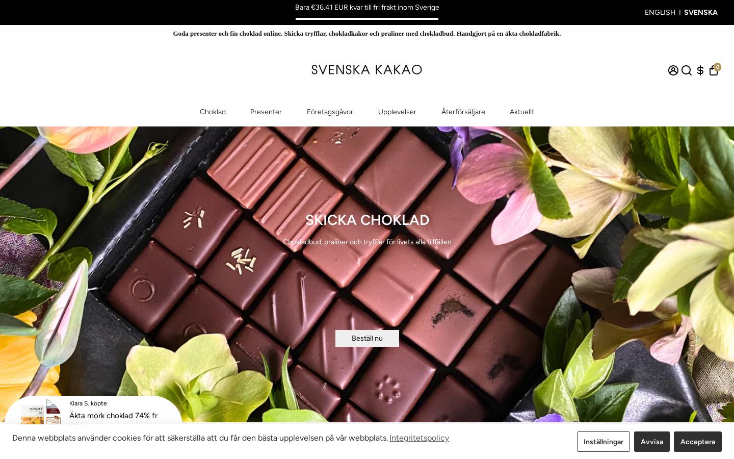 kakaobolaget.se homepage screenshot