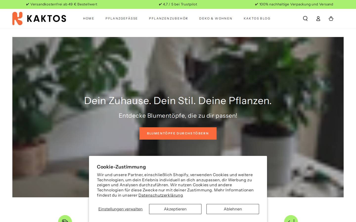 kaktos-living.at homepage screenshot