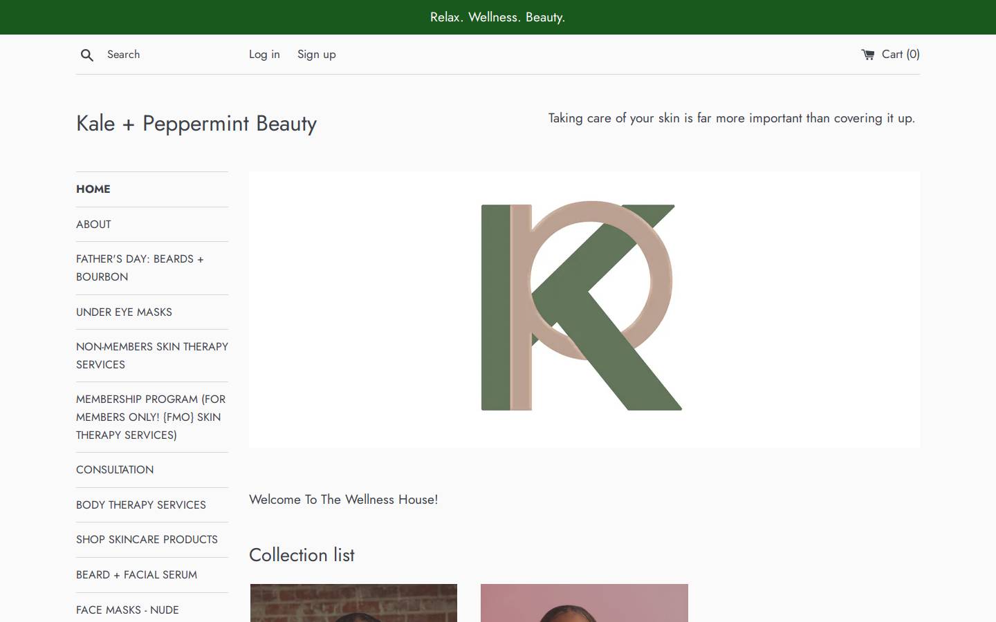 kaleandpeppermintbeauty.com homepage screenshot