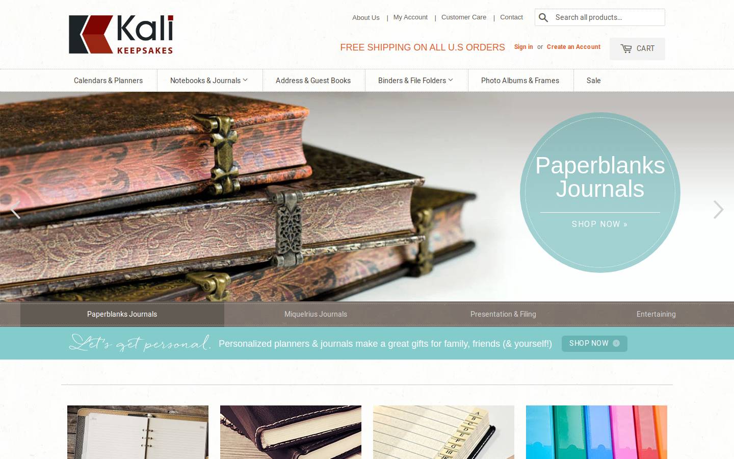 kalikeepsakes.com homepage screenshot