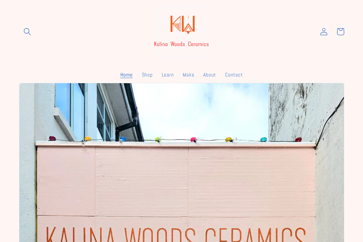 kalinawoodsceramics.com homepage screenshot
