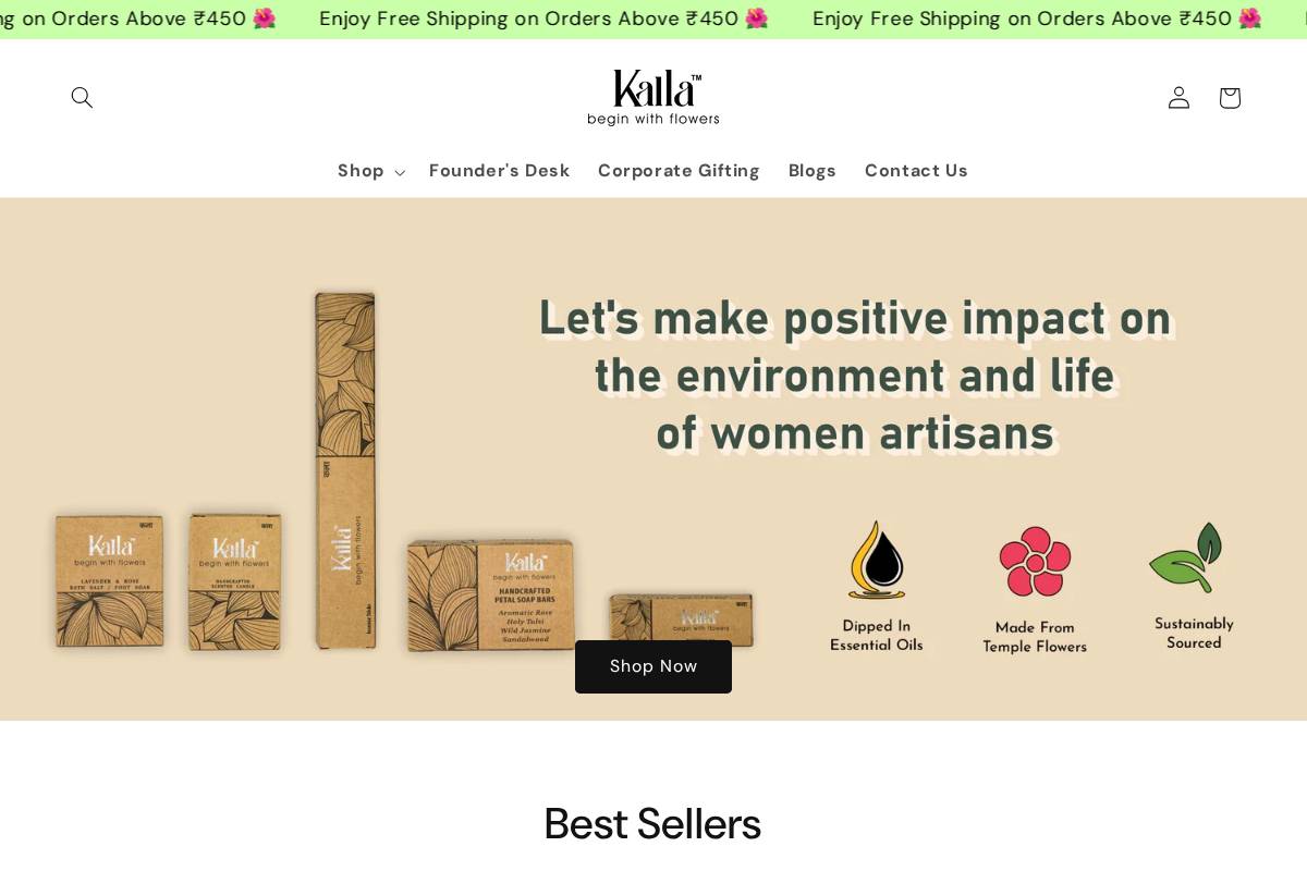 kalla.com homepage screenshot