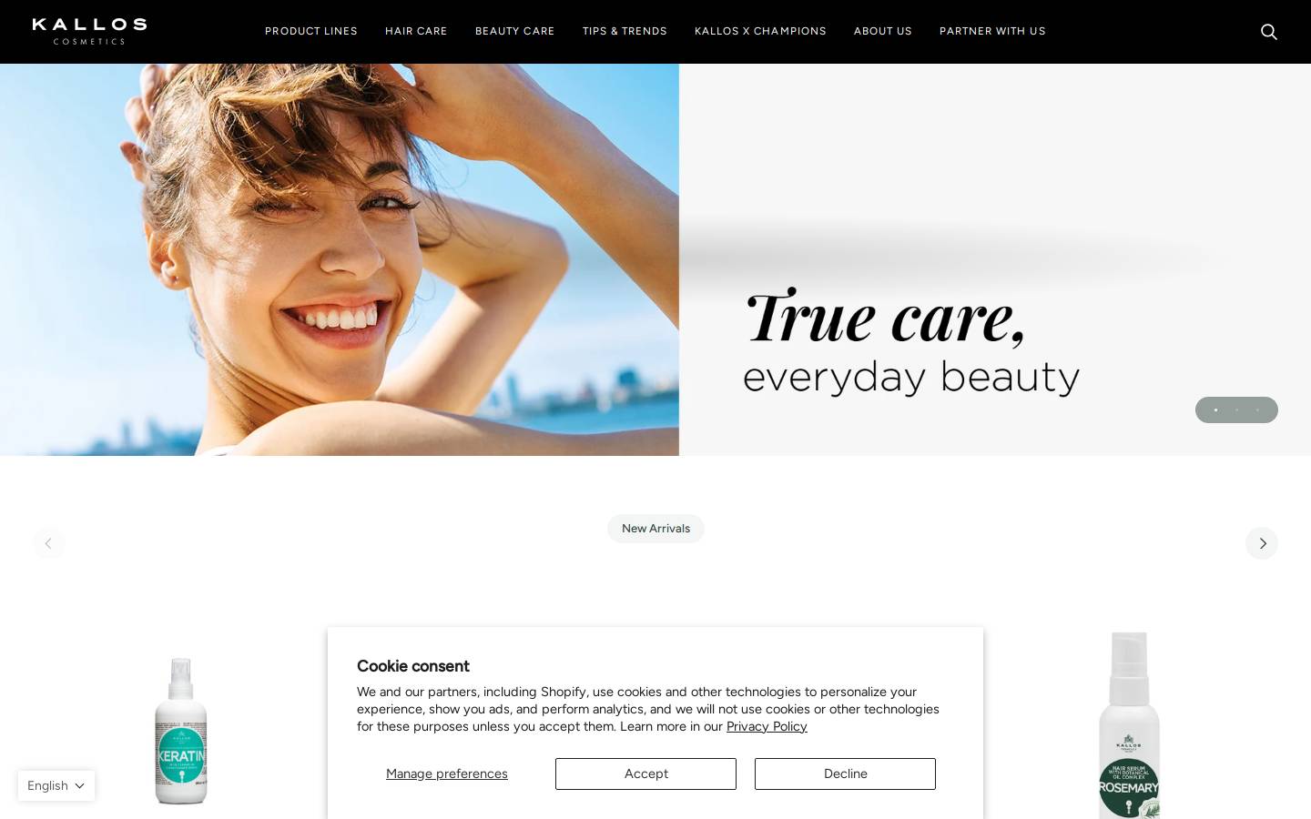 Kallos homepage screenshot