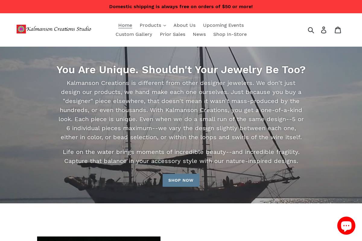 kalmansoncreations.com homepage screenshot