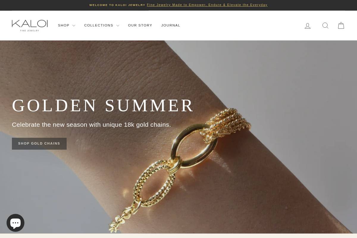 kaloijewelry.com homepage screenshot